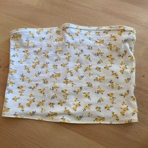 Hollister tube top with yellow flowers size small